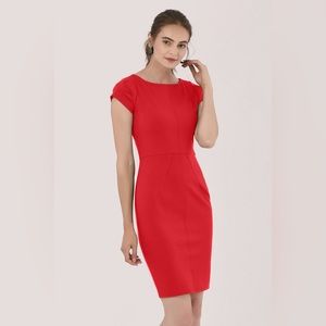 Closet London pleated sleeve pencil dress red